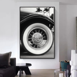 Affiches anciennes impression sur <span class=keywords><strong>toile</strong></span> noir et blanc Vintage Wall Art classique vieilles peintures de voitures pour la décoration intérieure - Product Image 4
