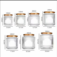 Bocaux en verre à couvercle hermétique en métal doré, de qualité alimentaire, à rayures gaufrées, pour confiture, miel, pouding, bougies et épices