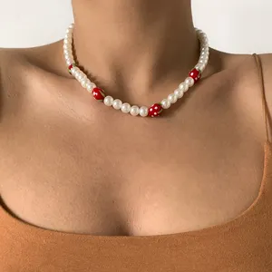 Ожерелье-чокер SHIXIN с жемчугом в стиле барокко, ожерелье с красивыми стеклянными бусинами в виде фруктов, Золотое ювелирное ожерелье в стиле бохо для женщин