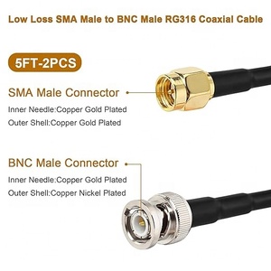 Sma Male to Bnc Male RG316 50ohm RF <strong>Coaxial</strong> <strong>Cable</strong> <strong>for</strong> Wireless LAN Devices &amp; Wi-Fi Radios <strong>for</strong> External <strong>Antenna</strong> Applications - Product Image 3
