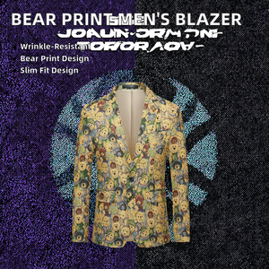 Logo personalizzato con ricamo stampato in velluto a coste in <span class=keywords><strong>lino</strong></span> monopetto stampato alla moda giacca per feste con palloni - Product Image 2