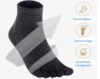 Chaussettes à bout en molleton mérinos pour hommes et femmes Chaussettes à cinq doigts personnalisées Chaussettes de sport antibactériennes pour la course à pied