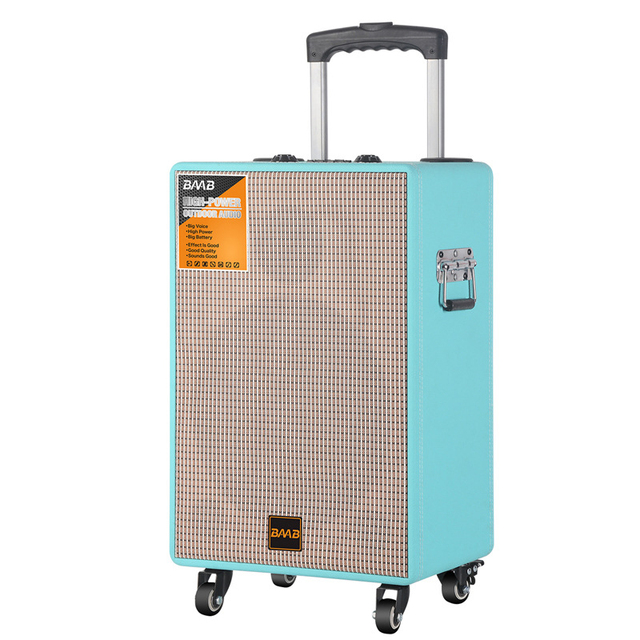 Redwingy NDR-BV12 Trolley Speaker 12 Inch With Dual Wireless Mic Blue Color Portable Sound System Large Blue Tooth Party Speaker