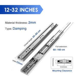 53mm 50 pulgadas Riel deslizante industrial Heavy Duty Rodamiento de bolas Cajón deslizante 500 kg Cajón deslizante de bloqueo - Product Image 6