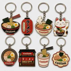 Porte-clés en métal personnalisés avec logo de restaurant, souvenirs alimentaires, ramen japonais en gros, promotion sur mesure - Product Image 1
