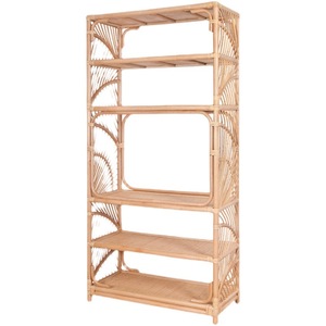 رف كتب منسوج من الراتان الطبيعي من الشمال متعدد الطبقات رف تخزين أثاث منزلي حديث متعدد الطبقات لخزائن غرفة المعيشة - Product Image 5