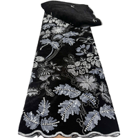 Tissu en dentelle de velours de luxe NI.AI avec paillettes, broderie de velours nigériane faite à la main, dentelle florale formelle pour mariage et fête