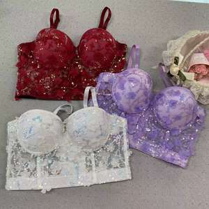 Corsé de Moda para Mujer, Estilo <span class=keywords><strong>Fiesta</strong></span>, con Lentejuelas y Encaje Floral, <span class=keywords><strong>Top</strong></span> Corsé, Korset para Mujer - Product Image 1