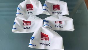 Factory Adjustable <b>Silicone</b> Swim Cap Support Custom Logo Country Flag Pattern Printed Racing Seamless Swimming Cap - Product Image 6