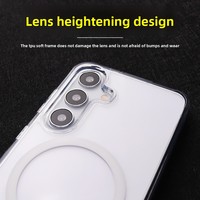 Pour S24 Ultra/S26/S25/S23 Ultra, coque de téléphone portable transparente magnétique à bords doux, design mat en PC+TPU, antichoc, deux en un