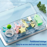 Accessoires de papeterie Trousse à crayons en plastique transparent avec une règle Boîte d'école multifonctionnelle