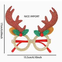 Montures de lunettes de Noël rouges avec longs bois de cerf verts, lunettes décoratives pour fêtes de Noël, cadeaux de Noël