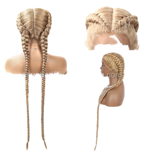 Couleur Film Princesse 2 Synthétique Pré Tressé Queue De Cheval Extra Longue Cosplay Perruque <span class=keywords><strong>Blonde</strong></span> Aucune Dentelle Perruques Température Synthétique - Product Image 2