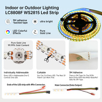 Bande lumineuse RGB à programmation de pixels indépendante WS2815 DC12V 30D 60D 144D, PCB blanc noir, diode électroluminescente intelligente
