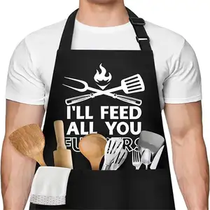 Custom Logo Koken Bbq Grillen Chef-Kok Keuken Grappige Schorten Voor Mannen Vriend Echtgenoot Broer Moeder Vader Geschenken