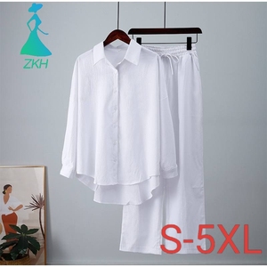 Nuovo Completo <span class=keywords><strong>Chic</strong></span> da <span class=keywords><strong>Donna</strong></span> in Stile Europeo e Americano: Camicia Plissettata e Pantaloni a Gamba Larga, <span class=keywords><strong>Abbigliamento</strong></span> Estivo 2026 - Product Image 1