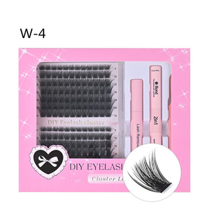 Vente en gros des faux cils segmentés en volume à cluster unique les plus populaires, 14 rangées, 30-60D, ensemble avec colle, pinces, kit d'outils - Product Image 3