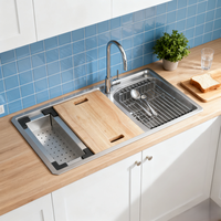Évier de cuisine en acier inoxydable fait à la main Éviers de cuisine à double cuvette personnalisés de haute qualité pour usage domestique
