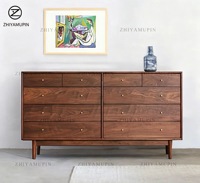 Armoire à dix tiroirs en bois massif sur mesure, buffet japonais au design original, en noyer noir et chêne, armoire de rangement pour salon