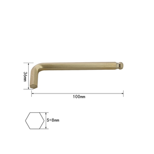 Clé hexagonale en aluminium bronze antimagnétique antistatique avec boule 8MM Peinture Industrie <span class=keywords><strong>Engrais</strong></span> Industrie Dépôt d'huile - Product Image 1