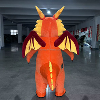 Funtoys Personnaliser 2m/2.6m Dinosaure Gonflable Dragon de Feu Mascotte Costume Barney Macotte Cosplay Noël Halloween pour Adulte