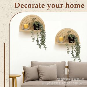Wooden Arched Wall <b>Shelf</b> Natural Wood Color Wall Mounted Floating Display <b>Rack</b> For Home Decoration Storage - Product Image 5
