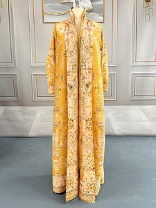 Zifeng OEM Cardigan plissé imprimé à la mode musulmane de Dubaï, robe orientale arabe, abaya - Product Image 5