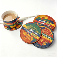Posavasos Redondos de Cuero PU Personalizados con Marca, Estilo Nórdico, Aislantes para Bebidas, para Cafetería y Hogar