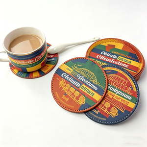 Custom Branded Round PU Leather Coasters Nordic Style Insulating Drink Mats for Cafe & Home Use - Product Image 6