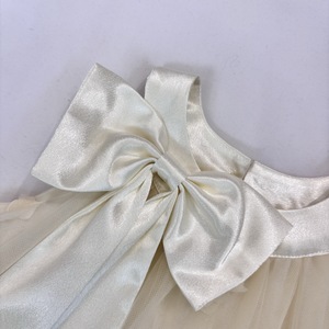 Платье для девочек на день рождения с круглым вырезом, тканое, с цветочным узором, летнее, однотонное, из тюля, с большим бантом, многослойное, из полиэстера, в стиле принцессы, ODM - Product Image 3