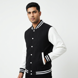 Veste universitaire en toile personnalisée pour homme, col montant, style Letterman, vierge - Product Image 1