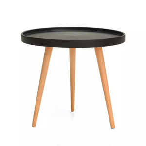 Mesa de café simples nórdico moderno plástico lazer mesa lateral com pernas de madeira para casa hotel lounge café bistro - Product Image 1