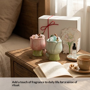 Ceramic Tulip Shaped <b>Reed</b> <b>Diffuser</b> Crystal Aromatherapy Gift Set No Fire Essential Oil Home Decor - Product Image 2