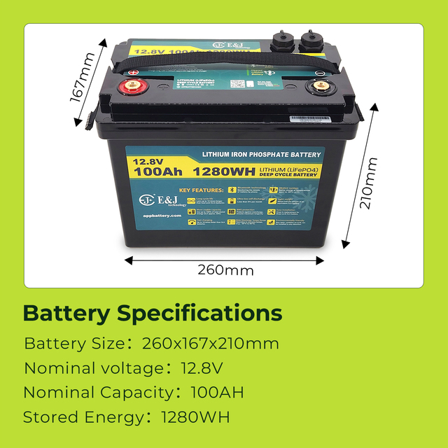 Group 24 12V 100Ah LiFePO4 Battery with 2A Active Balance Smart Bluetooth BMS Deep Cycle Lithium for Marine RV Trolling Motor
