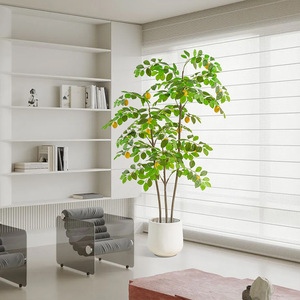 Decoración de sala de estar interior de estilo nórdico, simulación de árbol de limón verde, bonsái, adorno de planta Artificial en maceta - Product Image 3