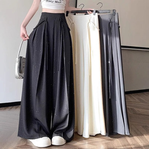 <span class=keywords><strong>Pantalon</strong></span> Palazzo <span class=keywords><strong>Femme</strong></span> Décontracté à Paillettes Scintillantes, Taille Haute Amincissante, Coupe Ample, Longueur Ras du Sol, Nouvelle Collection Été 2026 - Product Image 1
