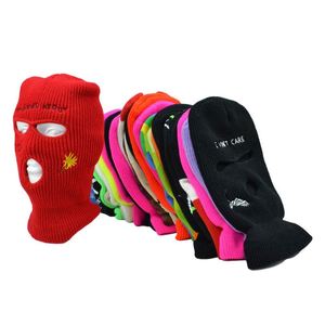 Pasamontañas de punto con diseño personalizado y logotipo bordado, de <span class=keywords><strong>3</strong></span> orificios, para motocicleta, esquí y uso general, tipo gorro. - Product Image 6