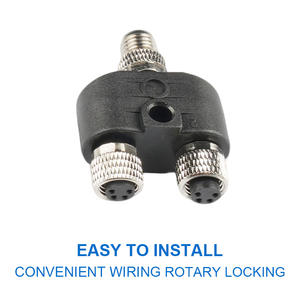 M12 <span class=keywords><strong>Y</strong></span>-<span class=keywords><strong>Type</strong></span> разъем адаптера 1 штекер к 2 гнезду 4 Pin IP67 Номинальная Солнечная система питания латунный корпус T-типа разъем - Product Image 2