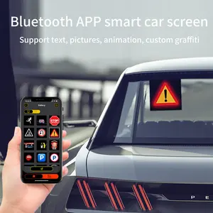 Banqcn - Tela digital para carro, tela com pixel artística, com controle por voz, programável, para janela traseira do carro, painel digital com pixel artístico