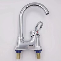 Robinet de lavabo de salle de bain à deux trous, mitigeur monocommande eau chaude et froide, robinets en plastique chromé