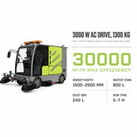 Balayeuse autoportée A8S, largeur 2500 mm, batterie 48 V, 4 ventilateurs, machine de balayage routier, bac de 240 L pour parking, parc, usine, route