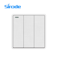 Sirode T4 Series British Standard Modern Luxury White Color PC Plate 2 Gang 2 Way Interruptores de pared y enchufes para el hogar