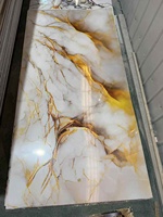 Panneau mural en PVC MORLENX, marbre blanc ambré veiné or, surface 3D, imperméable, haute brillance, pour salon, cuisine, entrepôt