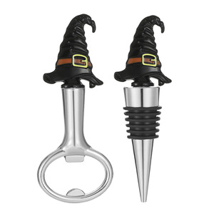 Lot de bouchons de bouteille et ouvre-bouteilles en forme de chapeau de sorcière d'Halloween – Accessoires de bar fantaisie, cadeau idéal pour les fêtes - Product Image 5