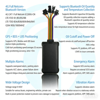 GPS Bluetooth 4G yang Sangat Skalabel untuk Pemantauan Bahan Bakar Mobil, Pemantauan Suhu dan Kelembapan, Pelacak GPS 4G
