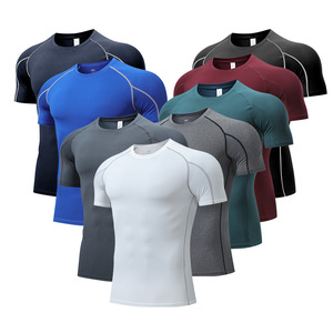 Thiết Kế Mới Logo Ngắn Tay Áo Tops Liền Mạch Thể Thao Mens Nén Phòng Tập Thể Dục Mặc T-Shirts Mens Chạy Vớ - Product Image 6