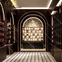 Design d'intérieur moderne pour les boutiques de parfums, armoire de présentation de parfums de luxe personnalisée de couleur rouge vin pour la présentation de parfums