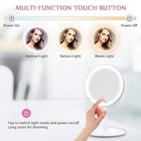 Miroir cosmétique LED rose et blanc en plastique et métal avec finition bronze, personnalisable, design pliable simple face