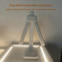 Lampe de bureau LED tactile pliable à double tête moderne, lampe de lecture et veilleuse rechargeable, multifonctionnelle pour dortoir