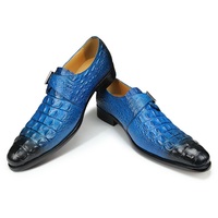 Chaussures en cuir véritable faites à la main pour hommes, vente en gros d'usine, chaussures habillées en cuir imprimées de créateur pour le bureau, tendance et à la mode